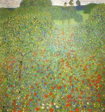 Mohnfeld Gustav Klimt Landschaft Österreichische Blumen Ölgemälde